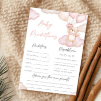 Pink Baby Bear Balloon Baby Predictions Game
