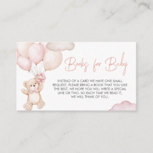Pink Baby Bear Balloon Baby Shower Books for Baby Enclosure Card