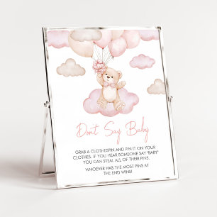 Pink Baby Bear Balloon Baby Shower Don't Say Baby Poster