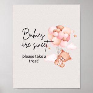 Pink Baby Bear & Balloons Treat Poster