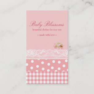 Pink Baby Blossoms Checks Dots Lace Profile Card