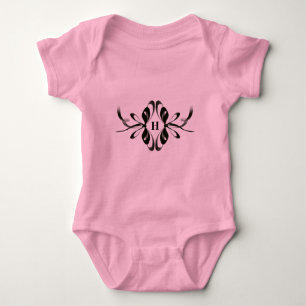 Pink Baby Bodysuit with Elegant Black Bow Monogram