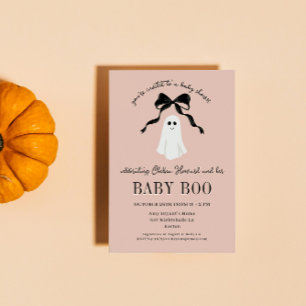 Pink Baby Boo Ghost Halloween Baby Shower Invitation