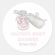Pink Baby Bootie Watercolor Baby Shower 