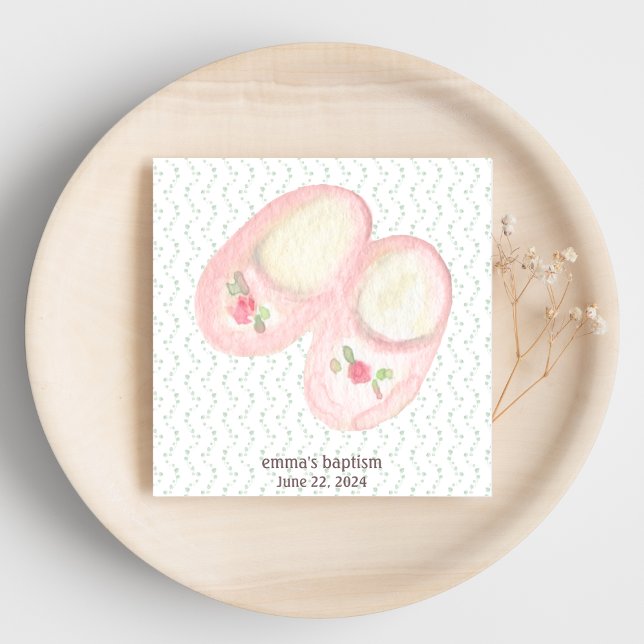 Pink Baby Booties Baptism Paper Napkin (Creator Uploaded)