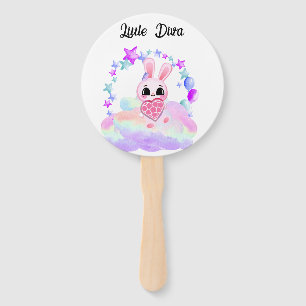 pink baby bunny hand fan