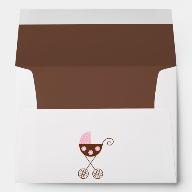 Pink Baby Carriage Baby Shower Envelope (Back (Bottom))