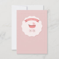 Pink Baby Carriage Thank You Notecard
