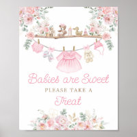 Pink Baby Clothes Babies are Sweet Table Sign