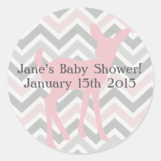 Pink Baby Deer & Pink/Grey Chevron Sticker