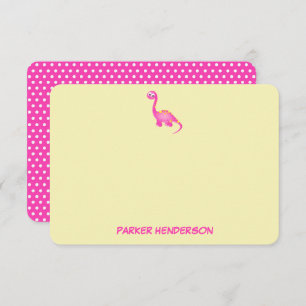 Pink Baby Dinosaur Personalised Stationery Thank You Card