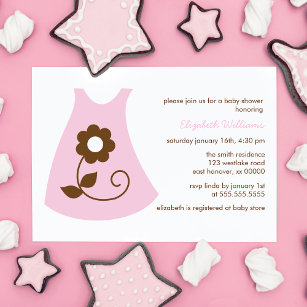 Pink Baby Dress Girl Baby Shower Invitation