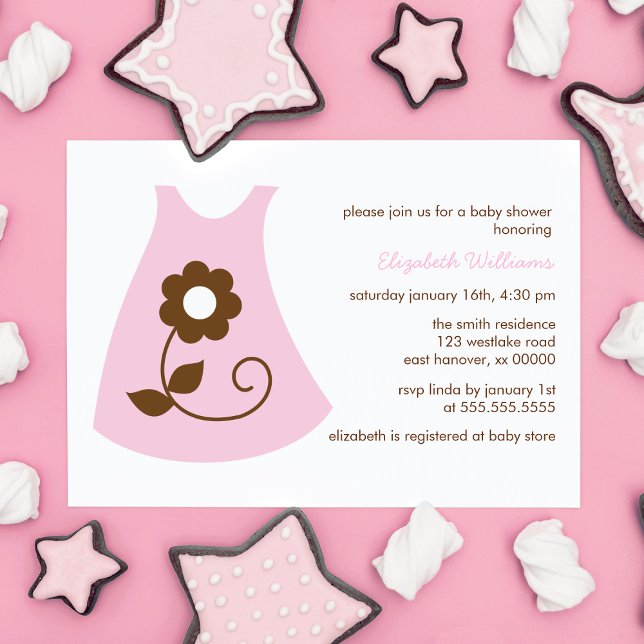 Pink Baby Dress Girl Baby Shower Invitation (Creator Uploaded)