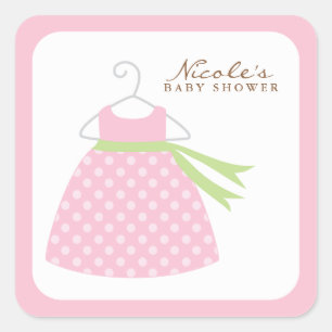 Pink Baby Dress Square Sticker