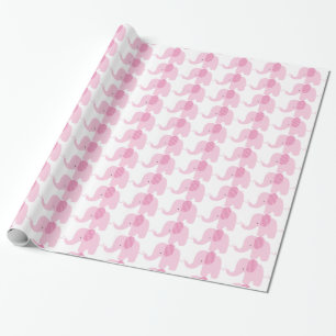 Pink Baby Elephant Wrapping Paper