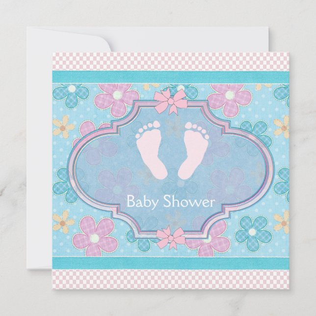 Pink Baby Feet Baby Girl Shower Invitation (Front)