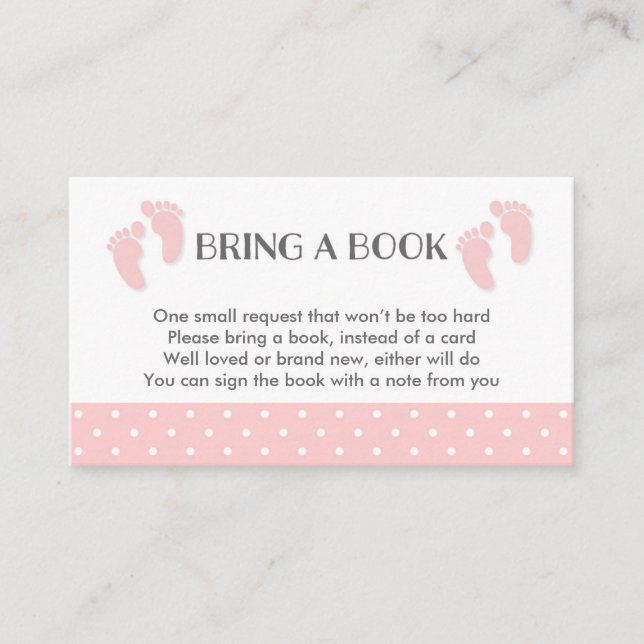 Pink Baby Feet Baby Shower Book Request Card (Front)