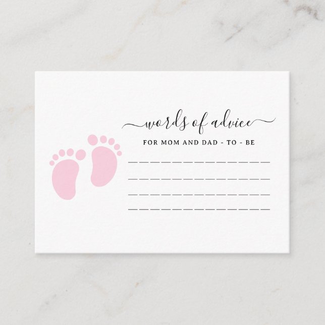 Pink Baby Feet Baby Shower Party, Girl Baby Shower Enclosure Card (Front)