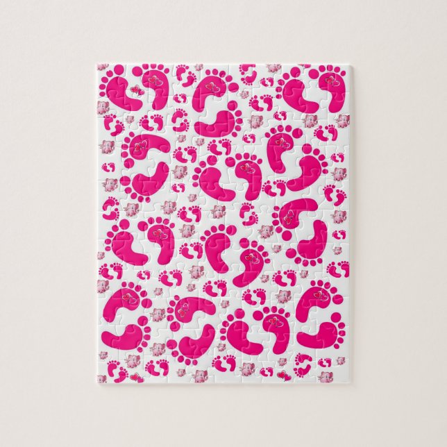 Pink Baby Feet Elephants Jigsaw Puzzle Daisy (Vertical)