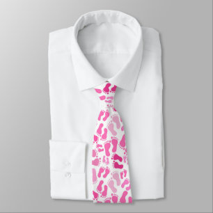 Pink Baby Foot Prints Neck Tie