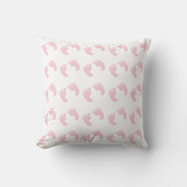 Pink Baby Foot Prints Pillow (Front)