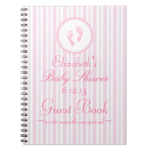Pink Baby Footprints Baby Shower Guest Book