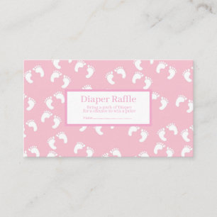 Pink Baby Footprints Diaper Raffle Baby Shower Enclosure Card