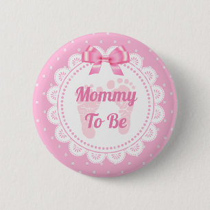 Pink Baby Footprints Mummy to Be Baby Shower 6 Cm Round Badge
