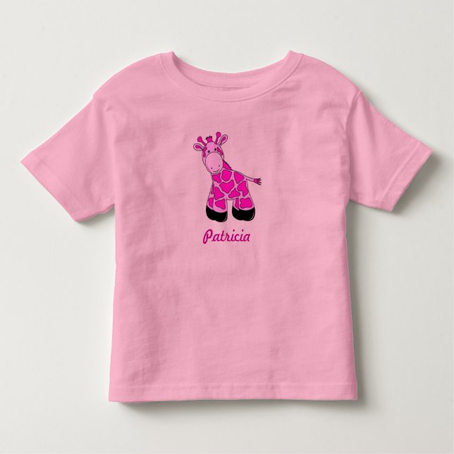 Pink Baby Giraffe Toddler T-Shirt (Front)