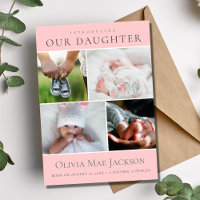 Pink Baby Girl 4 Photo Collage Birth