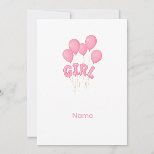 Pink Baby Girl Balloon Celebration - Cute Nursery  Invitation (Front)