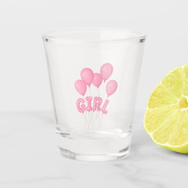 Pink Baby Girl Balloon Celebration - Cute Nursery  Shot Glass (Front)