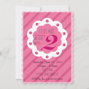 Pink baby girl birthday invitation