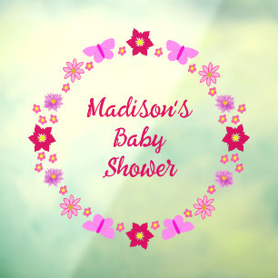 Pink Baby Girl Butterflies and Flowers Baby Shower