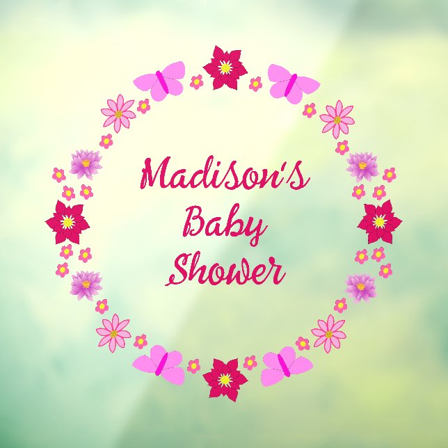 Pink Baby Girl Butterflies and Flowers Baby Shower (Sheet 3)