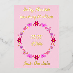 Pink Baby Girl Butterflies and Flowers Baby Shower