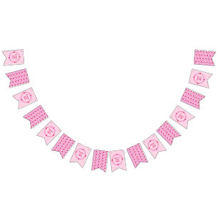 Pink Baby Girl Butterflies and Flowers Baby Shower Bunting