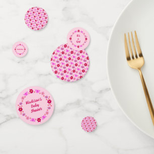 Pink Baby Girl Butterflies and Flowers Baby Shower Confetti