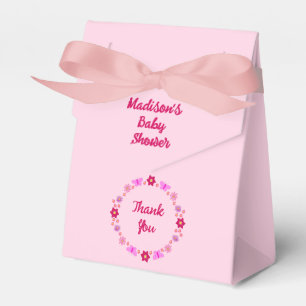 Pink Baby Girl Butterflies and Flowers Baby Shower Favour Box