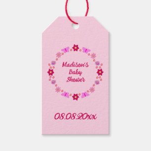 Pink Baby Girl Butterflies and Flowers Baby Shower Gift Tags
