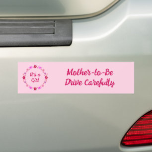 Pink Baby Girl Butterflies and Flowers Custom Bumper Sticker