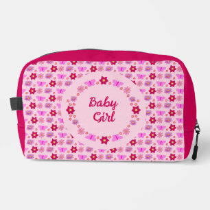 Pink Baby Girl Butterflies and Flowers Custom Dopp Kit