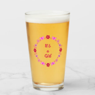 Pink Baby Girl Butterflies and Flowers Custom Glass