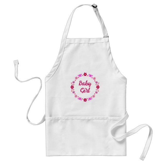 Pink Baby Girl Butterflies and Flowers Custom Standard Apron (Front)