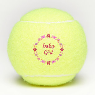 Pink Baby Girl Butterflies and Flowers Custom Tennis Balls