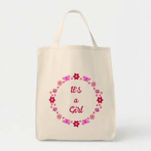 Pink Baby Girl Butterflies and Flowers Custom Tote Bag