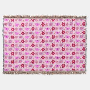 Pink Baby Girl Butterflies and Flowers Patterned Throw Blanket