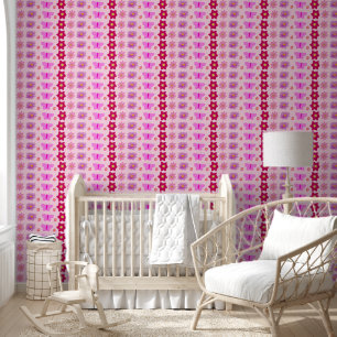 Pink Baby Girl Butterflies and Flowers Patterned Wallpaper