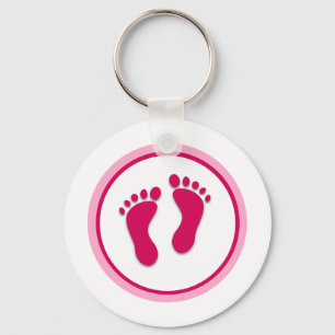 Pink Baby Girl Foot Prints Key Ring