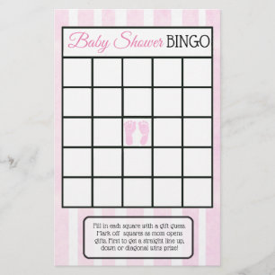 Pink Baby Girl Footprints Themed baby shower games Flyer